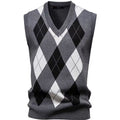 Men’s Geometric Knit Vest — Sleeveless Rib-Knit Preppy Top for Layered & Standalone Wear
