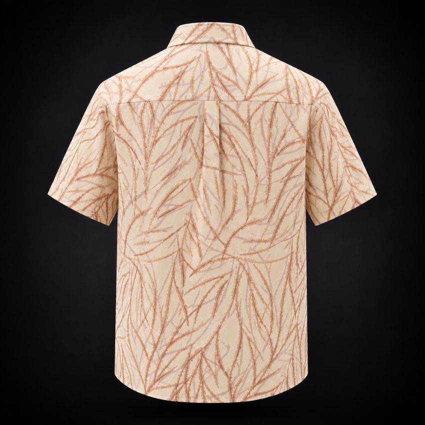 Bloom Leaf-Print Short-Sleeve Camp Shirt - Brown - Sales