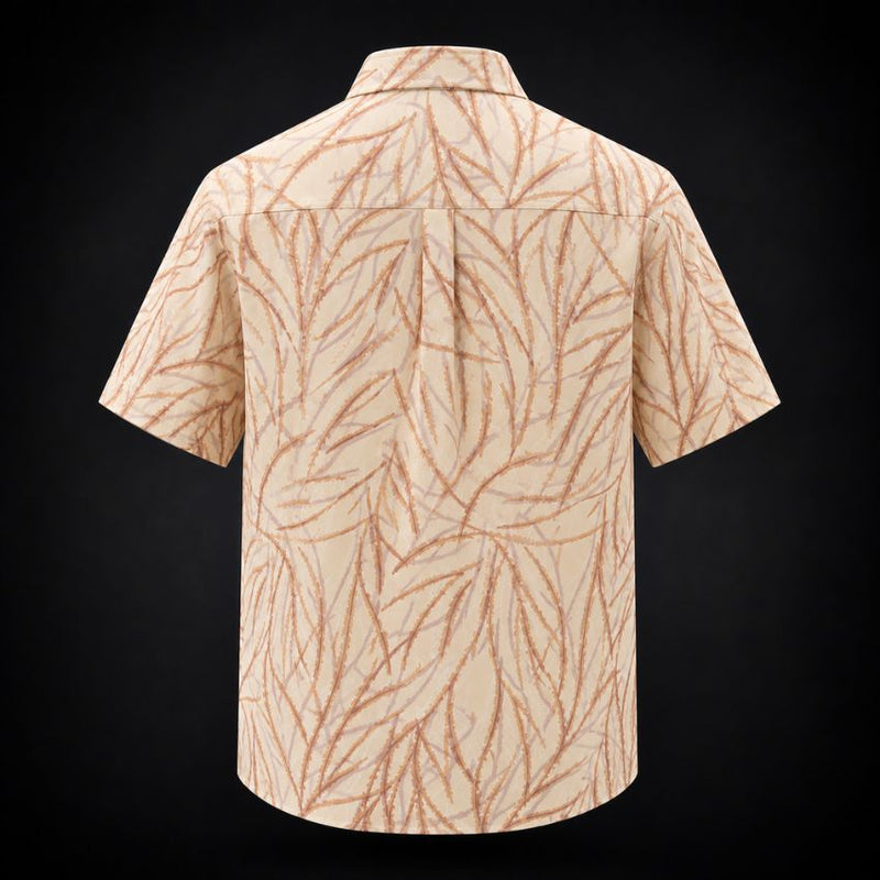 Bloom Leaf-Print Short-Sleeve Camp Shirt - Brown - Sales