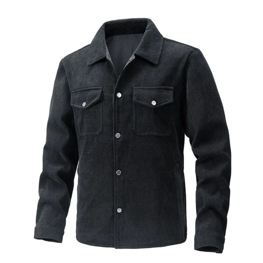 Men’s Reversible Button Jacket Lapel Long Sleeve Black