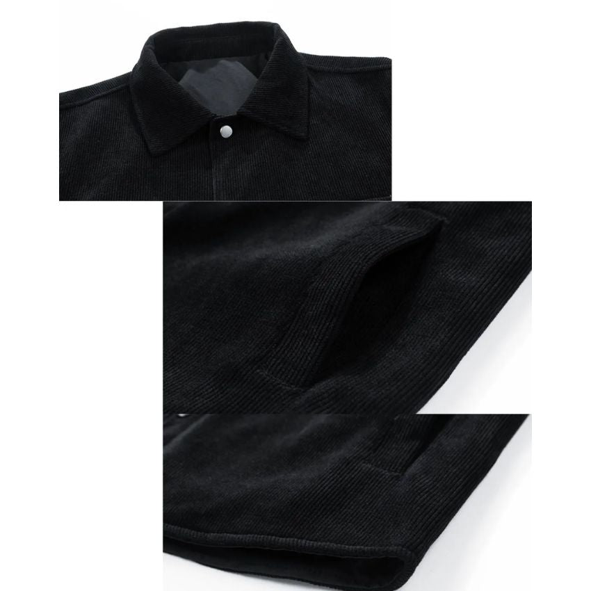 Men’s Reversible Button Jacket Lapel Long Sleeve Black