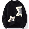 Pentagram Pattern Relaxed Fit Knit Sweater Black