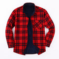 Men's Classic Red and Navy Plaid Thermal-Lined Flannel Shirt
