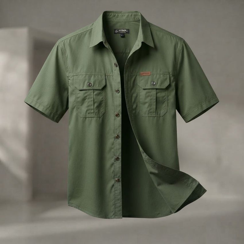 Men's Premium Green Short-Sleeve Outdoor Shirt