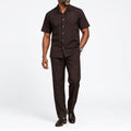 Riviera Cuban Two-Piece Short-Sleeve Shirt & Trouser Set – Dark Chocolate