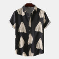 Fashion Creepy-Cute Ghost Print Short-Sleeve Button-Down Shirt - Noriastylez