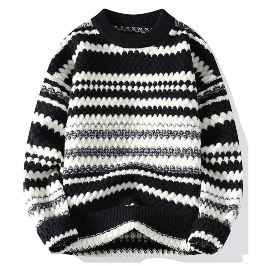 Cashmere Drop Shoulder Warm Knit Sweater  Black