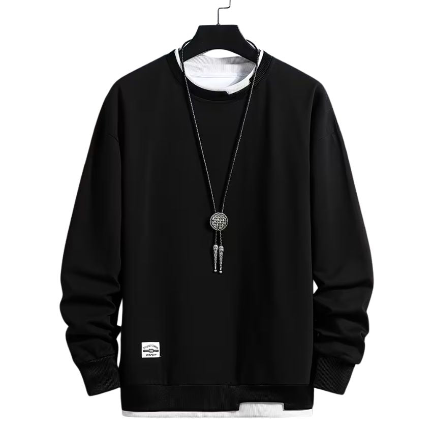 Trendy Men’s Casual Long-Sleeve Sweatshirt — Loose Fit, Comfortable Pullover for Breezy Weather