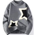 Pentagram Pattern Relaxed Fit Knit Sweater Grey