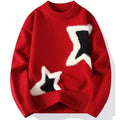 Pentagram Pattern Relaxed Fit Knit Sweater Red