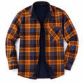Men's Classic Oraneg and Navy Plaid Thermal-Lined Flannel Shirt