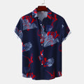 Floral Red Rose Print Short-Sleeve Fashion Shirt