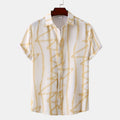 New Men’s Abstract Print Short Sleeve Shirt – Casual Button-Up Shirt