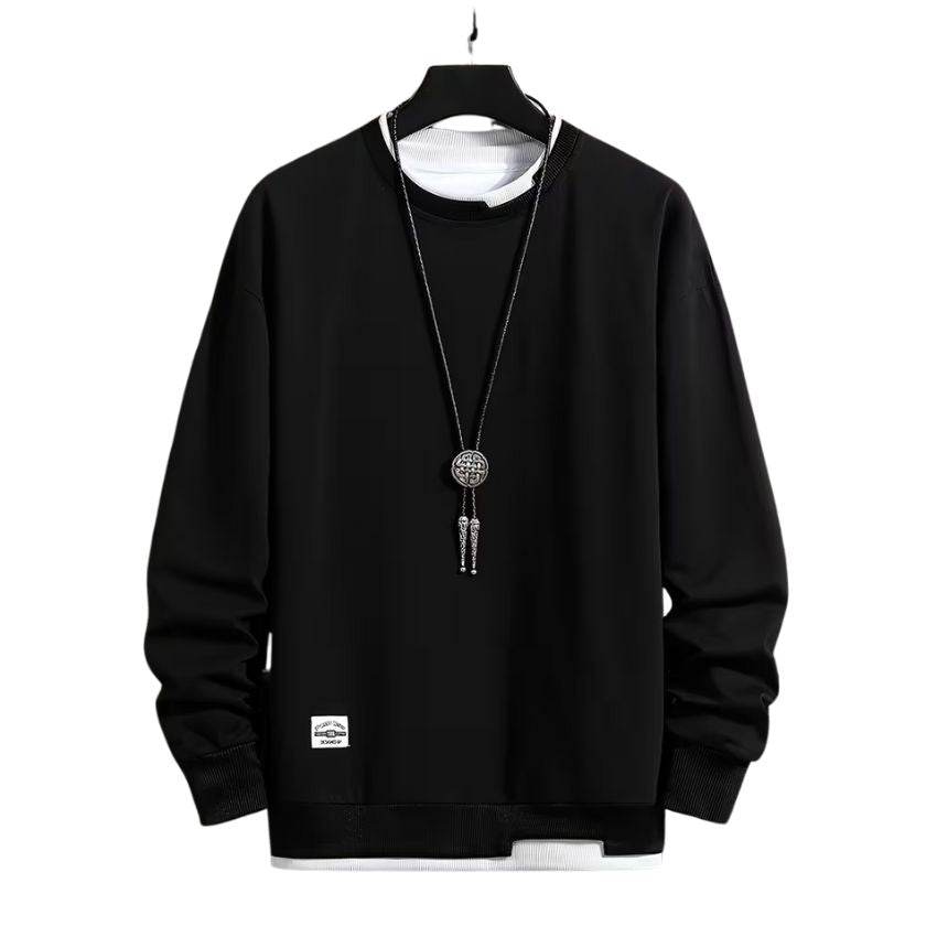 Trendy Men’s Casual Long-Sleeve Sweatshirt — Loose Fit, Comfortable Pullover for Breezy Weather