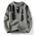 Vintage Knitted Ripped Sweater Black Gray