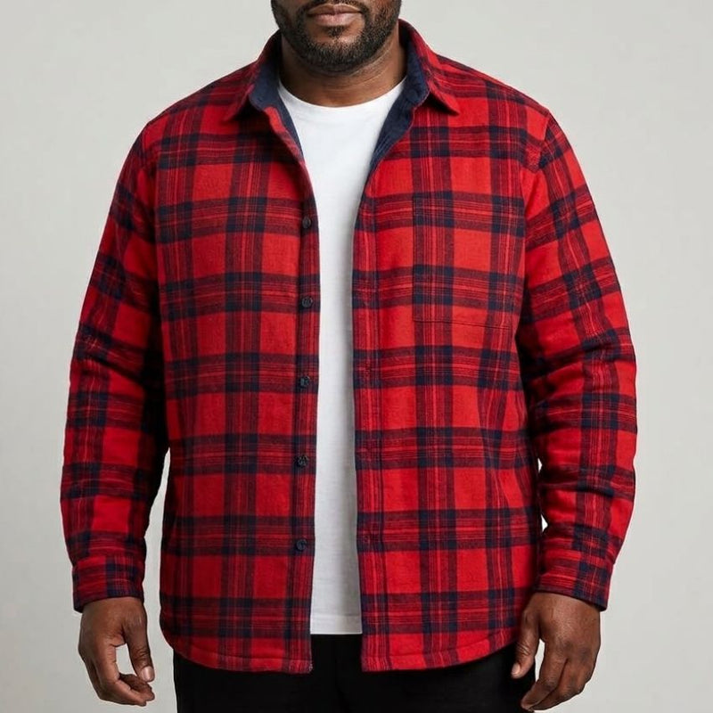 Men's Classic Red Thermal-Lined Flannel Shirt