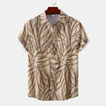 Bloom Leaf-Print Short-Sleeve Camp Shirt - Brown