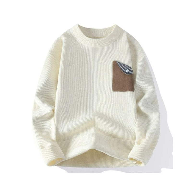 Cream White Classic Crewneck Sweater – Minimalist Elegance