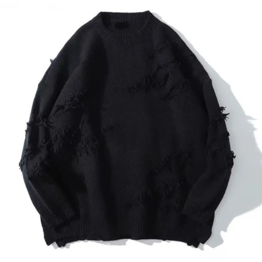 Classic Black Cable Knit Crewneck Sweater – Timeless Essential