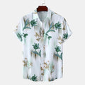 White Floral Hawaiian Print Short-Sleeved Shirt C253 - Noriastylez
