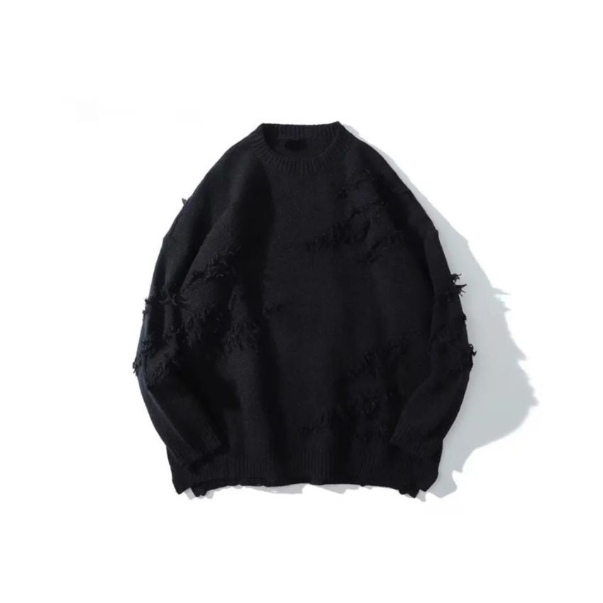 Classic Black Cable Knit Crewneck Sweater – Timeless Essential