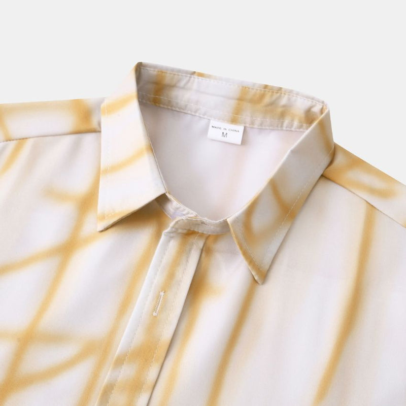 New Men’s Abstract Print Short Sleeve Shirt – Casual Button-Up Shirt