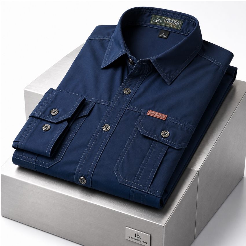 Men’s Grey Outdoor Utility Premium Long Sleeve Shirt