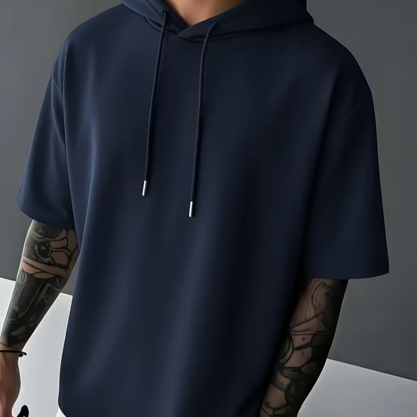 Men’s Classic Hooded T-Shirt — Minimalist Casual Top for Gym, Outings & Everyday Wear