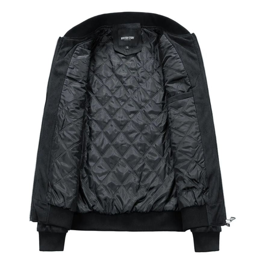 Men’s Double Zipper Standing Collar Jacket Black