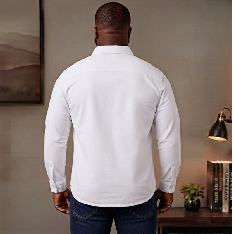 Men's Matte White  Long-Sleeve Outdoor Shirt