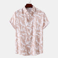New Men’s Abstract Geometric Print Short Sleeve Shirt – Casual Button-Up Top