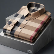 Men’s Premium Burberry Beige Plaid Long Sleeves Shirt