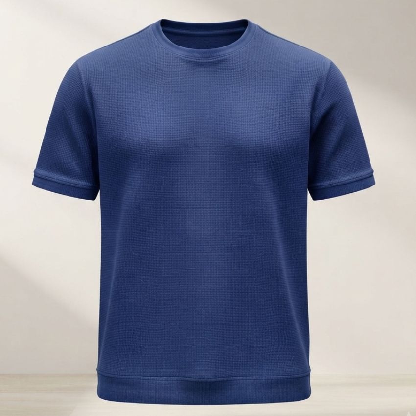 Premium 300 GSM heavyweight Waffle Royal Blue Knit T-Shirt