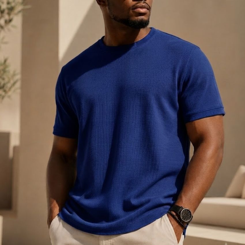Slate Blue Premium 300 GSM heavyweight Waffle Knit T-Shirt