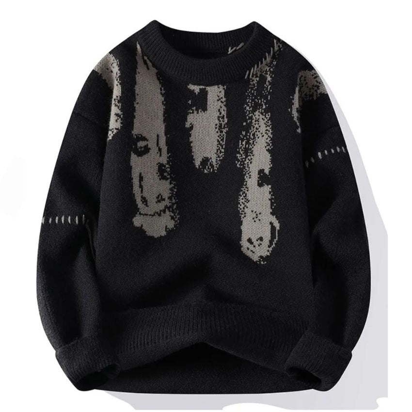 Vintage Knitted Ripped Sweater Black