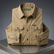 Men’s Khaki Outdoor Utility Long Sleeve Shirt