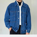 Men’s Retro Denim Jacket Loose Versatile Lapel Multi-pocket Casual Workwear - Noriastylez