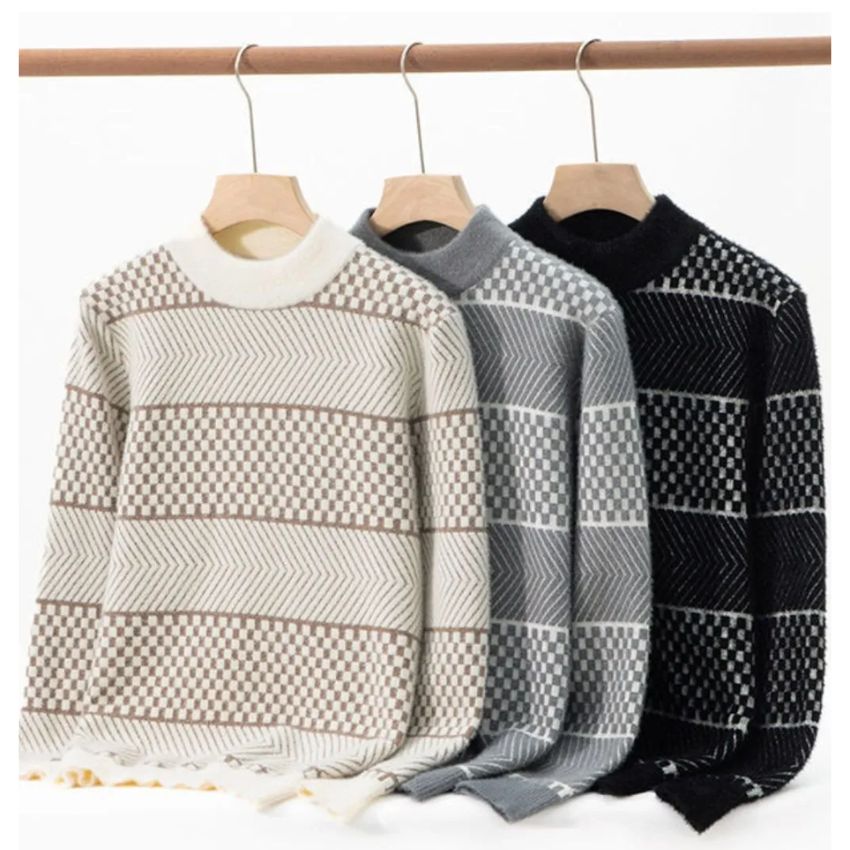 Turtleneck Long Sleeve Knitted Sweater - Black - Noriastylez