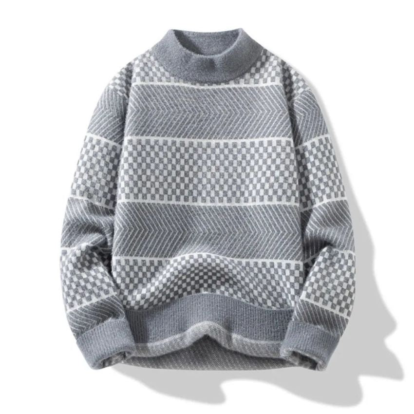Turtleneck Long Sleeve Knitted Sweater. Gray - Noriastylez