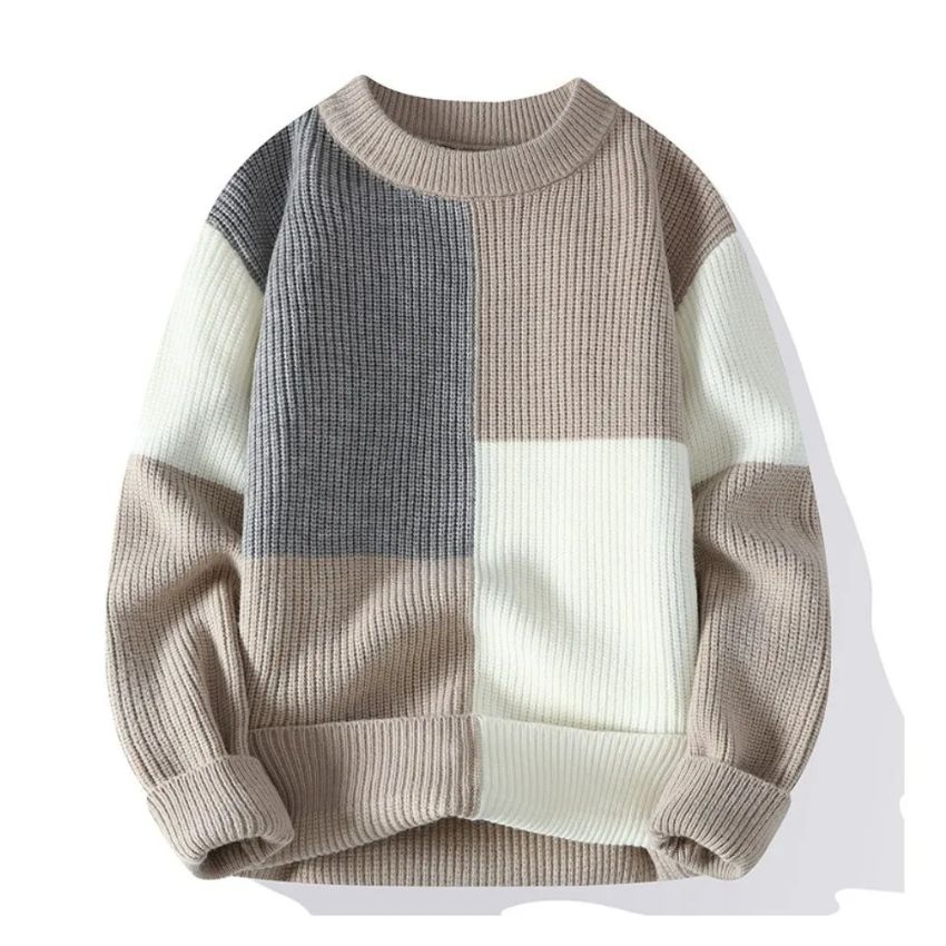 Knit Long Sleeve Patchwork Warm Sweaters - Noriastylez