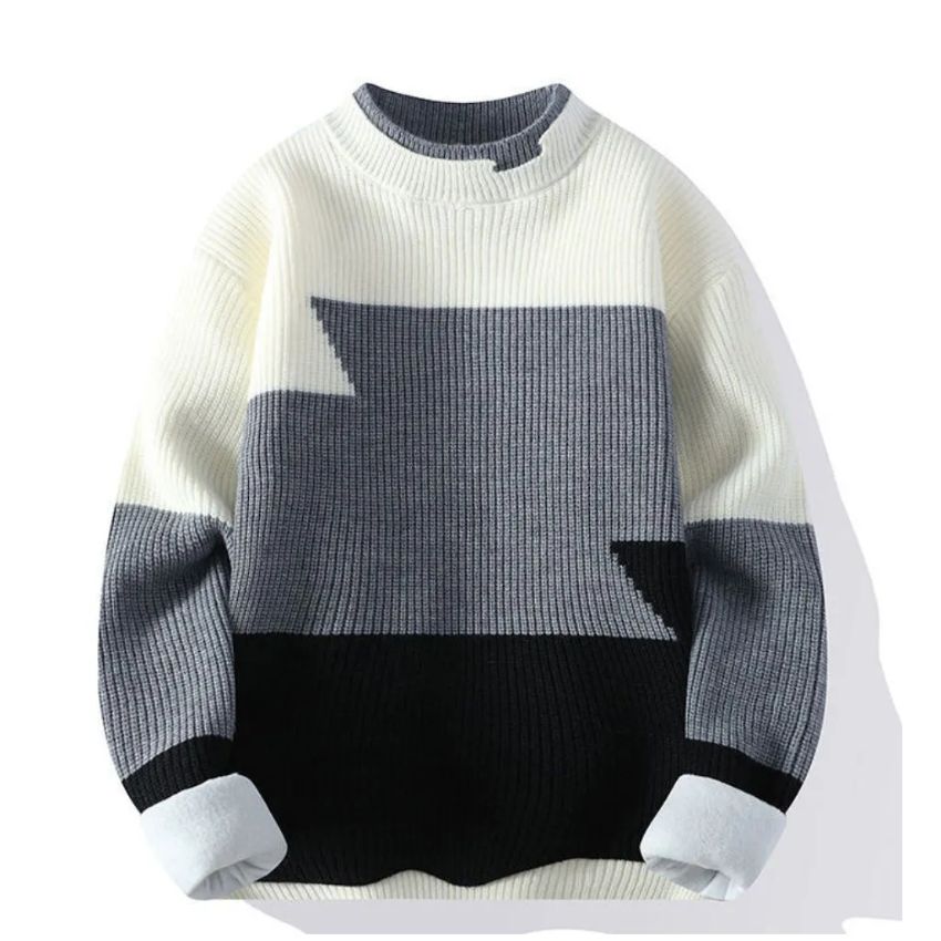 Round Neck Fit Fashion Sweater - White - Noriastylez