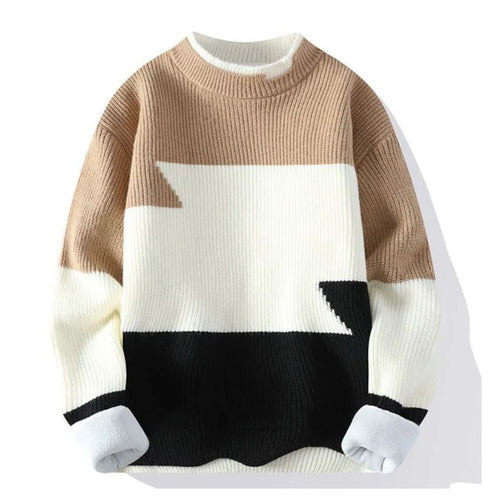 Round Neck Fit Fashion Sweater - Khaki - Noriastylez