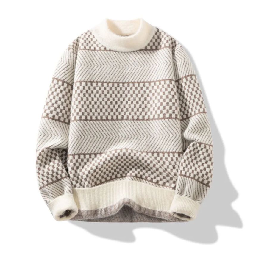 Turtleneck Long Sleeve Knitted Sweater. Khaki - Noriastylez