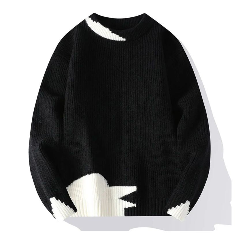 Black Loose Leisure Pullover Sweater - Noriastylez