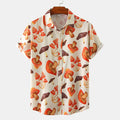 Men's Short Sleeve Button-Up Shirt with Colorful Mushroom Print - Noriastylez