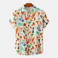 Men's Colorful Mushroom & Nature Print Short Sleeve Shirt - Noriastylez