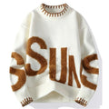 Letter Knit Loose Men’s Knitted Sweater White - Noriastylez