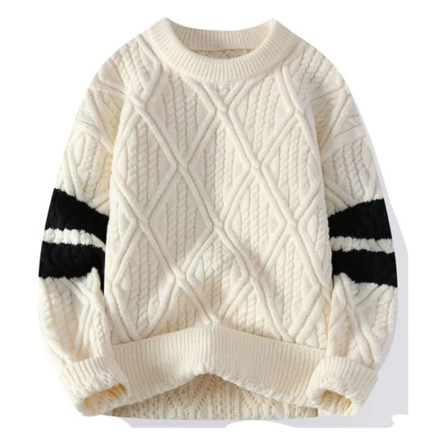 Classic Ribbed Knit Sweater Off-white