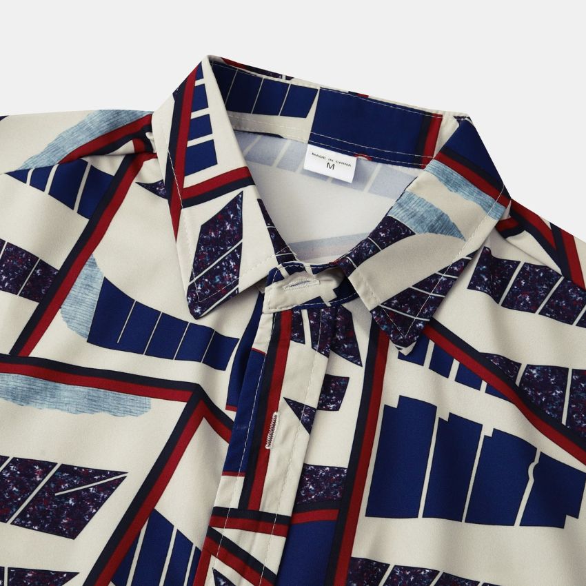Multi Colored Hawaiian Print Short-Sleeved Shirt