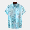 Men’s Sky Blue Floral Print Short Sleeve Shirt C265